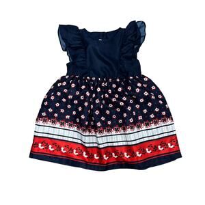 Janie & Jack Red, White and Blue Floral Girl's Dress Size 4